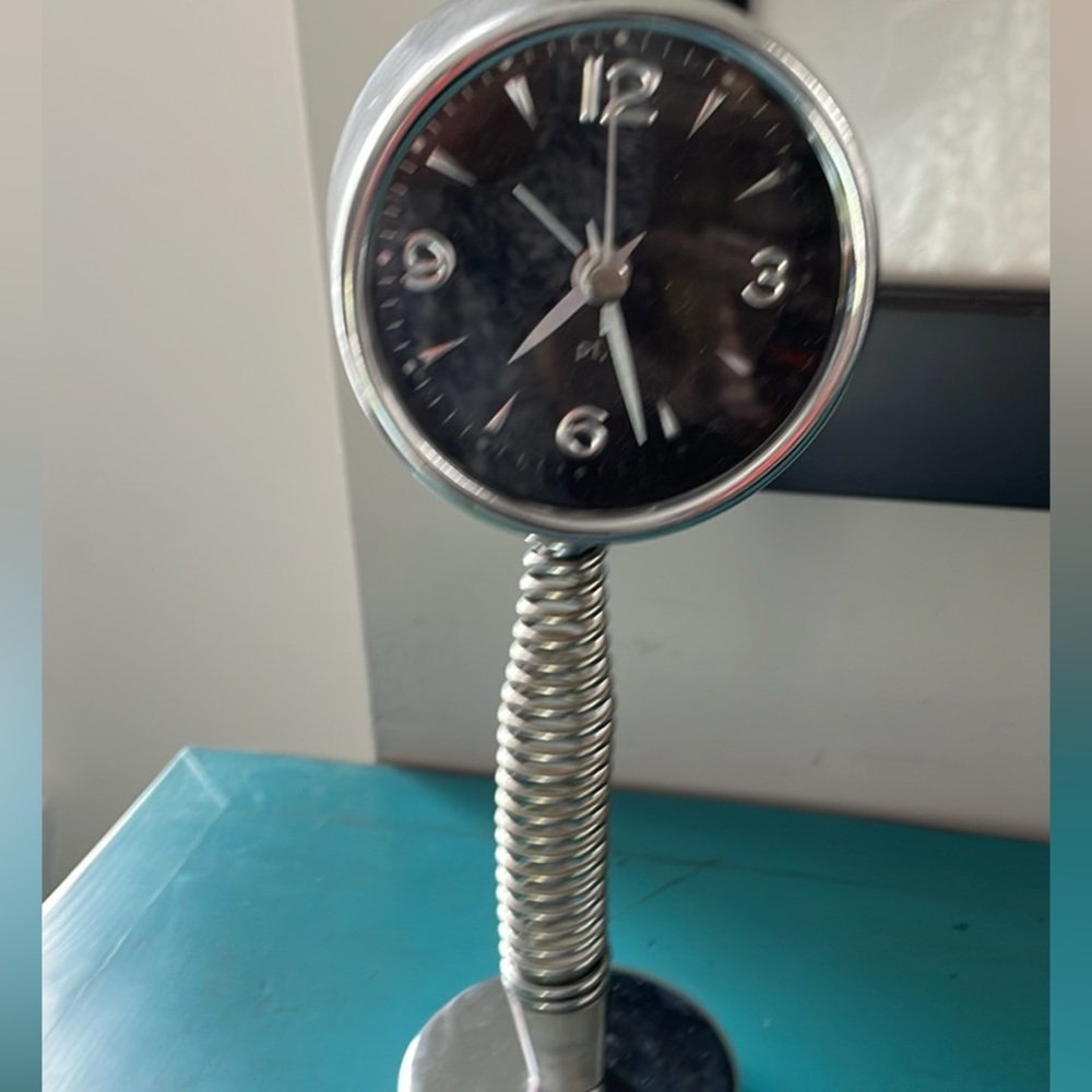 Decorative Mini Clock Chrome Black Unique Design